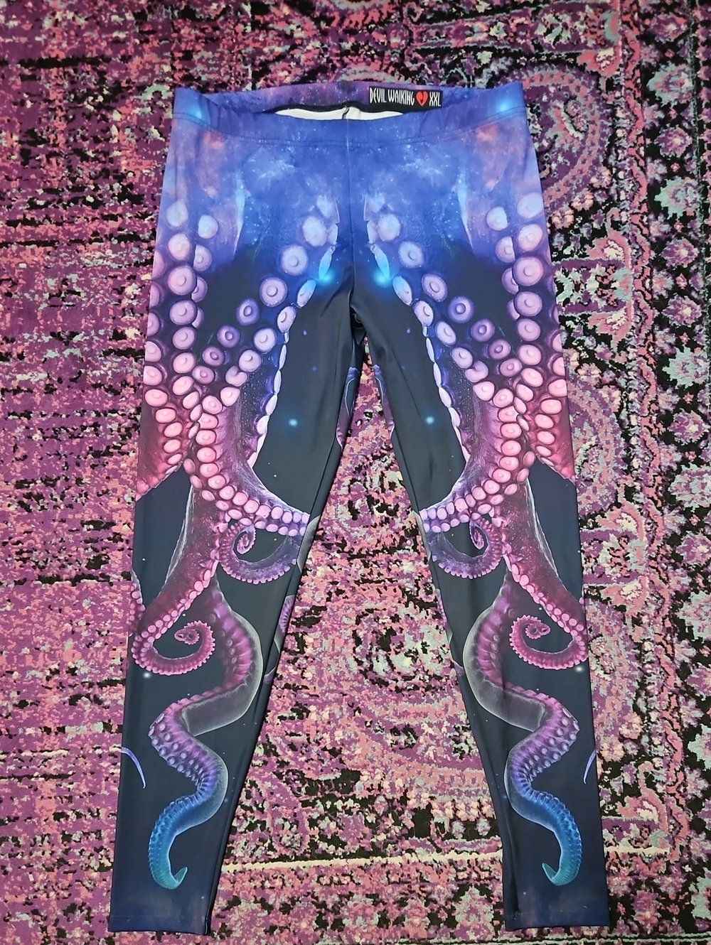 Octopus-Print Women's Performance Leggings - Purple/Black